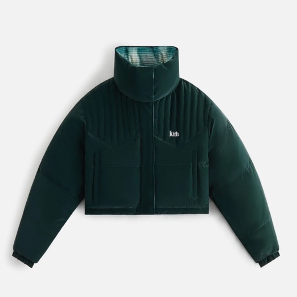 KITH Shae Cropped Reversible Puffer Green - Kith winter 2023 collection